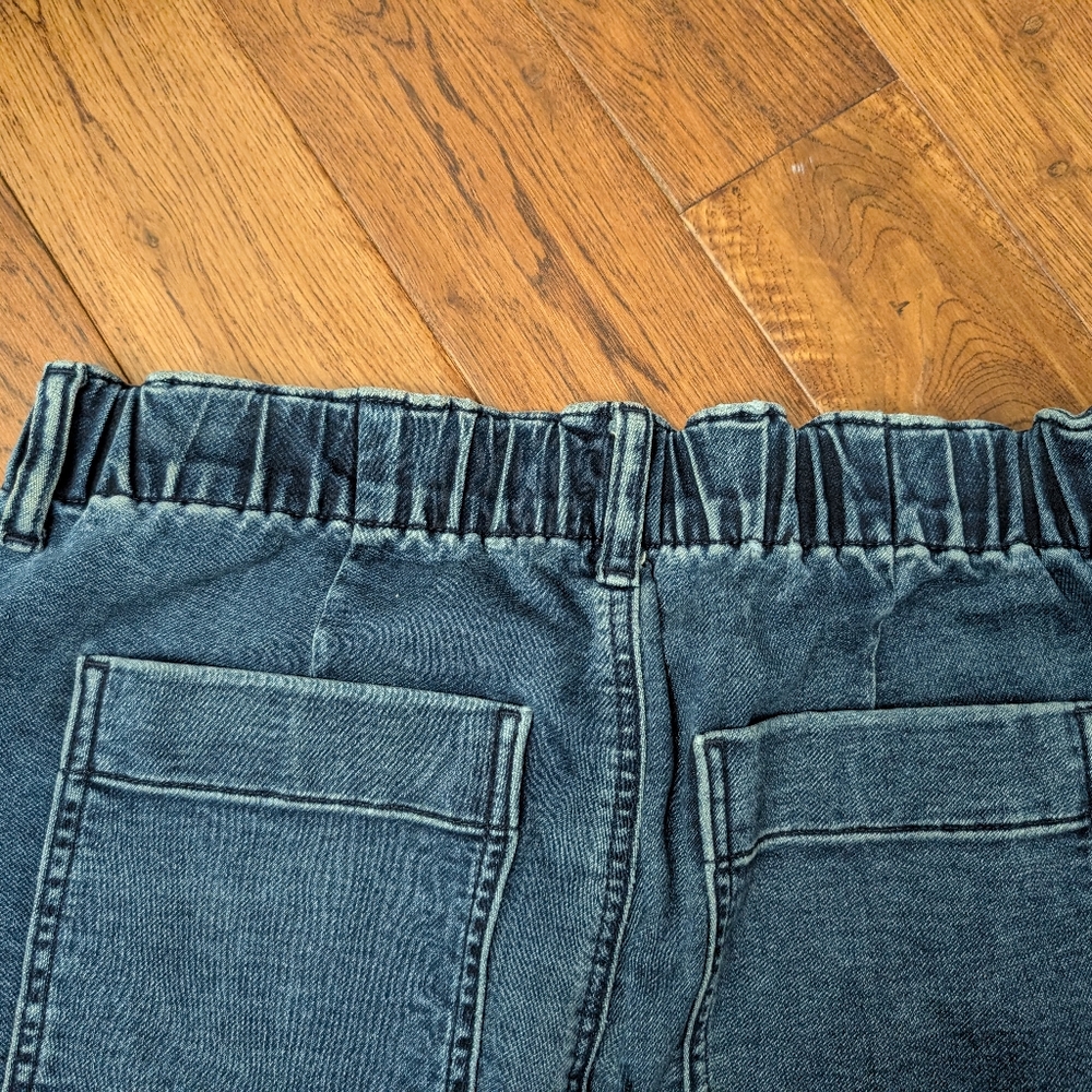 EUC J. Crew Utility Denim Jogger Pants Ladies Size 30 Elastic & Button Zip Waist - Picture 4 of 11